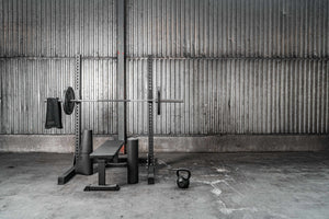 Oak squat stand in a big garage